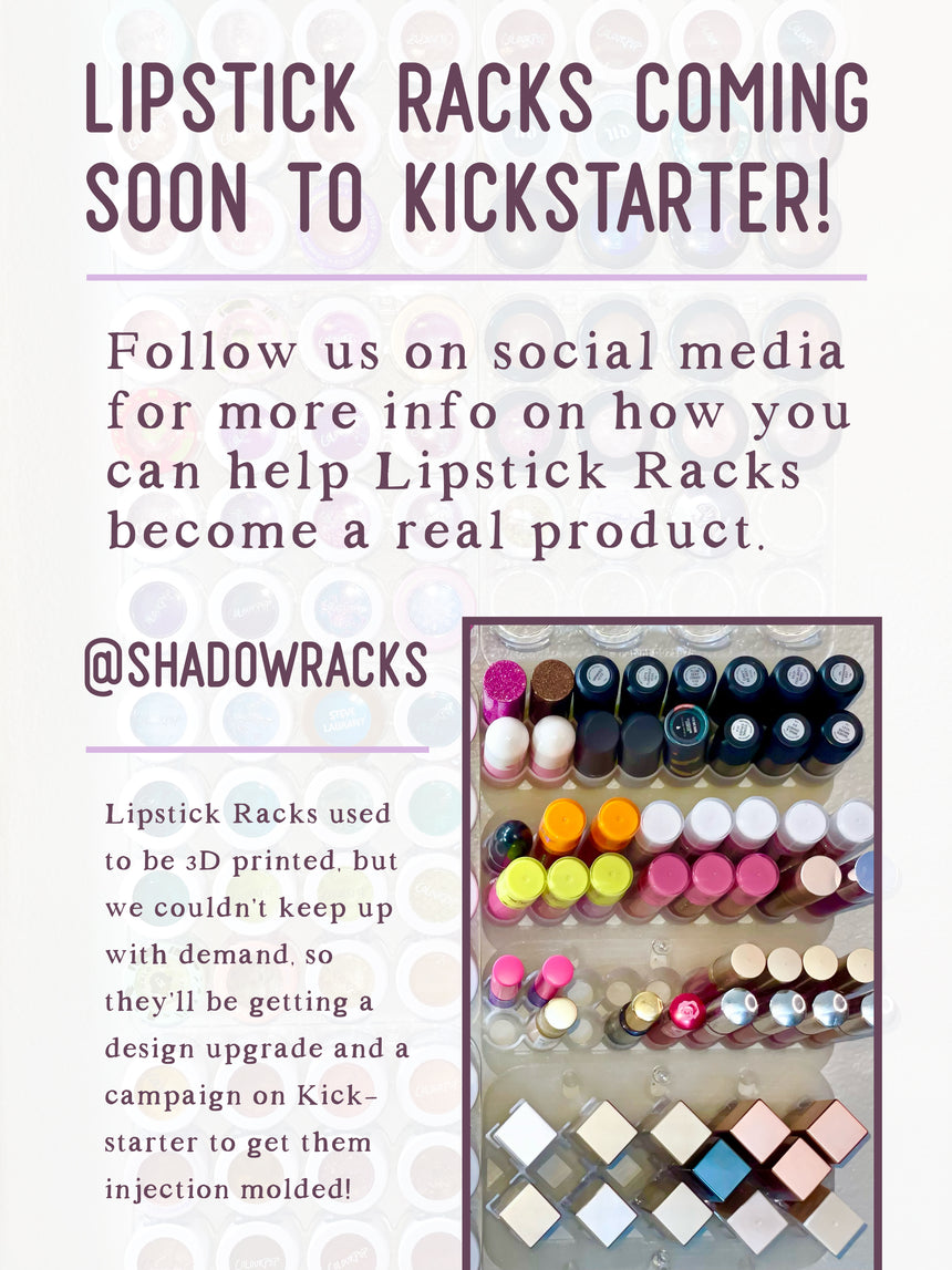 Shadow Rack (Size 40) Designer Makeup Vanity Organizer for 16 Potted Single Eyeshadows - Wall Mountable, Linkable, Stackable, Modular!